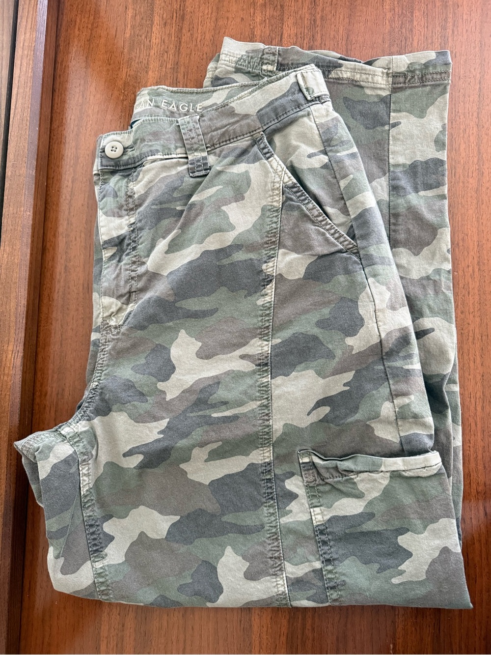 American Eagle Outfitters Women's Camo Ankle-Length Pants - Green/Gray